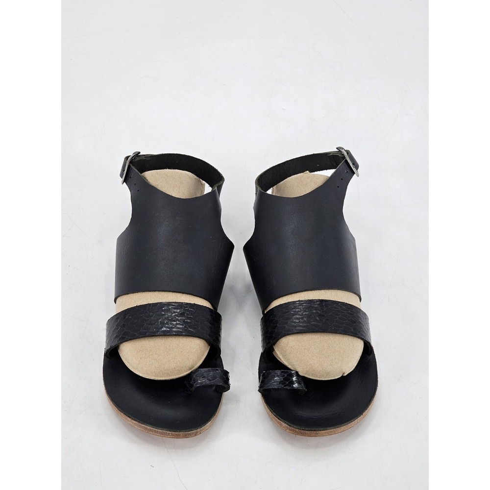 Antika Black Sandals Ankle Strap Shoes Sz 39 USA 8 Women's Leather Crisscross